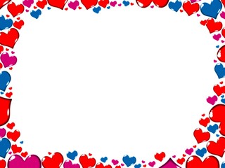 colorful hearts border frame card