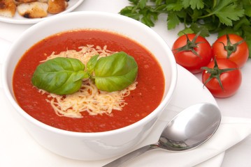 Tomato soup with fresh basil