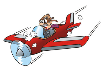 Pilot Nose Diving with Aircraft © jokatoons