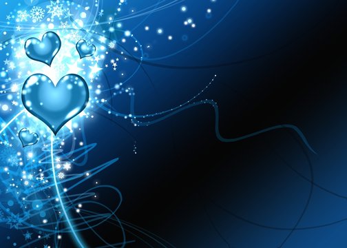 Elegant blue hearts love background
