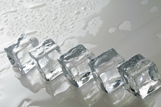 Wet ice cubes objects
