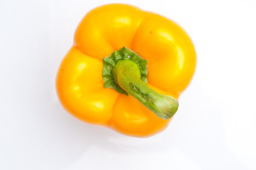 Macro shot of colorful bell peppers isolated on white