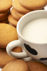 Tazza di latte con biscotti