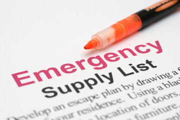 Emergency supply list