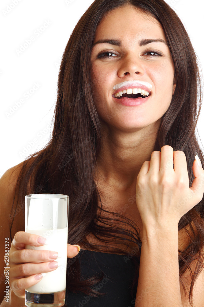 Wall mural woman drink yogurt