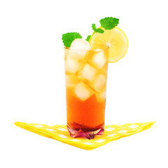 Tasty, refreshing ice tea, with lemon. Isolated