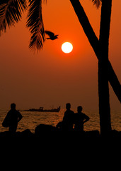 People enjoying beautiful sunset