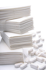 flu or cold concept with medicine and tissues