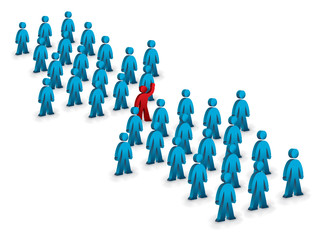 two teams opposing with the same leader in the middle