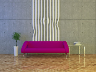 Modern urban interior at night