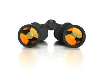 Binoculars Over White Background