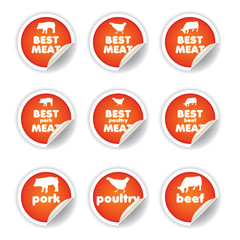stickers set - pork, poultry, beef