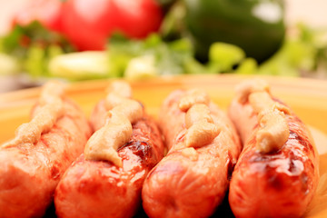 vegetables and sausages