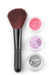 Make-up brush and eye shadows