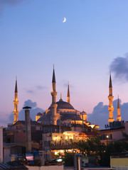 Obraz premium Aya Sofya Mosque And Arabian Moon