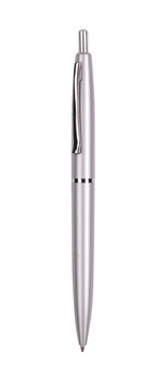 Silver rollerball pen isolated with clipping path
