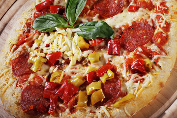 Pizza Salami Nahaufnahme