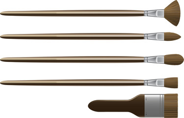 Set of flat paintbrushes. Isolated. Realistic Vector.