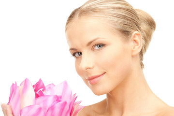 Fototapeta premium beautiful woman with lotus flower