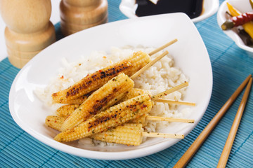 Baby corn on skewer