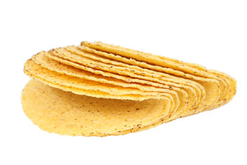 Taco shells isolated over white background