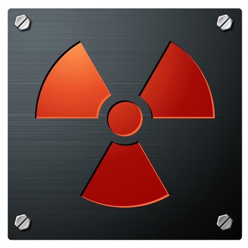 Radioactivity sign on metal plate