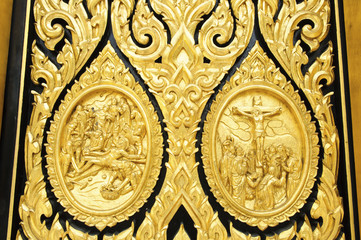 Golden door of church,Thailand