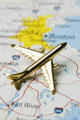 Fototapeta na wymiar Plane Over Boston