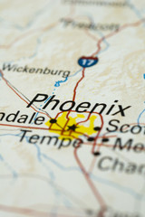 Close up of Map of Phoenix