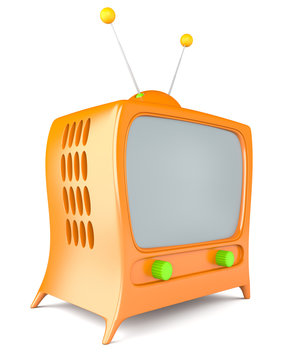 Cartoon styled tv isolated on white background
