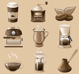 Coffee icon set.