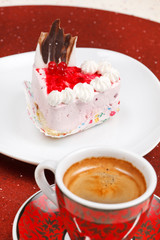 fruit cake with coffee