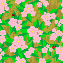 Seamless patterns with flowers.