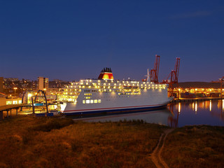 Fototapeta premium Loading passenger ferry in the port of Gdynia, Poland.