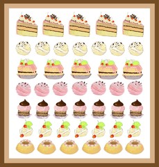 Illustrations of the cake. Menu.