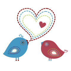 illustration song of love birds, with white background