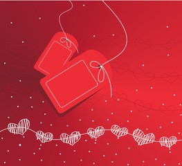 Tags over hearts background