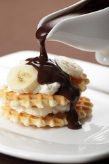 Waffle with banana