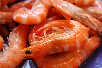 Delicious Boiled Shrimps closeup