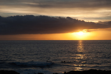Fototapeta na wymiar sunset in Tazacorte, La Palma, canary islands, spain