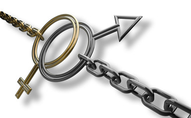 Signs of men and women. on withe 3D