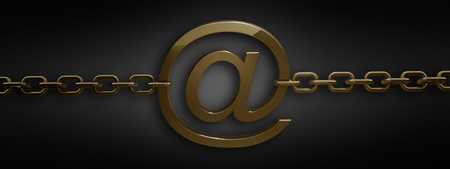 gold chain with heart symbol isolated on black 3d render