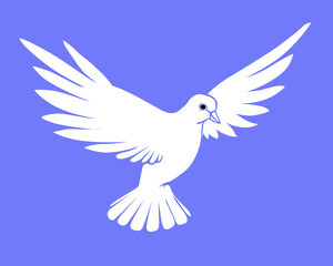 silhouette dove on blue background
