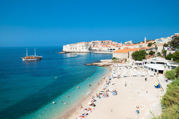 Fototapeta premium Panoramic view on the beautiful beach in Dubrovnik