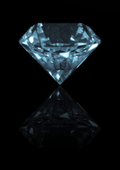 diamond isolated on  reflective black