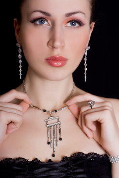 elegant and beautiful woman in jewelry