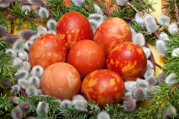 Decoration of easter eggs