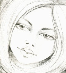 Obraz premium woman face-pencil