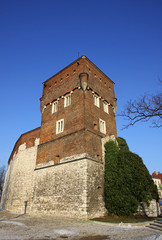 The tower of old Royal Wawel Castle in Krakow, Poland