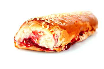 sweet bun on white background